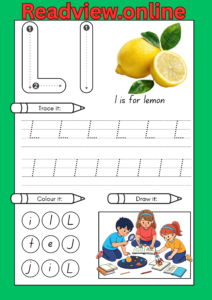 Learning letters with lemon illustration